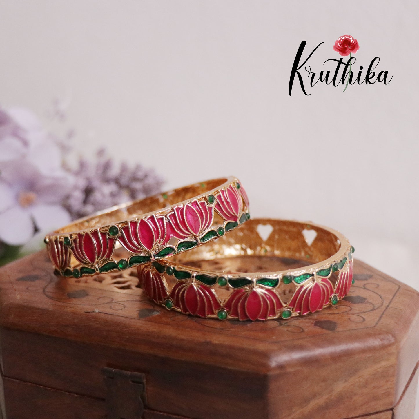 Trendy Lotus Charm Bangles B212