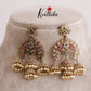 Grand Multi Stone Peacock Triple Jhumkas E490