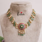 Beautiful Floral Design Jadau Chocker with Pastel Green Beads NC2114