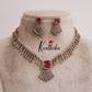 Trendy CZ Sparkling Fern Victorian Necklace Set NC2089 (Available in 2 Colours)