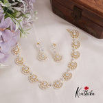Trendy Sparking CZ Floral Crescent Design Necklace NC2130