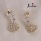 Trendy Sparking CZ Floral Crescent Design Necklace NC2130
