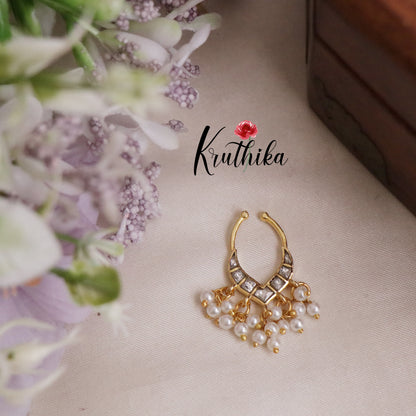 Elegant Jadau Septum Nose Ring- No Piercing Required N37 (Available  in 7 Colours)