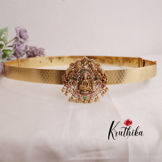 Grand Light Weight Temple Lakshmi Multi Stone Hip Belt V261