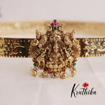 Premium Light Weight Elephant Temple Lakshmi Devi Peacock Design Hip Belt with Golden Beads V262