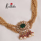 Trendy Six Layer Emerlad Vintage Chandra Multi Stone Necklace with Side AD Pendant NC2184