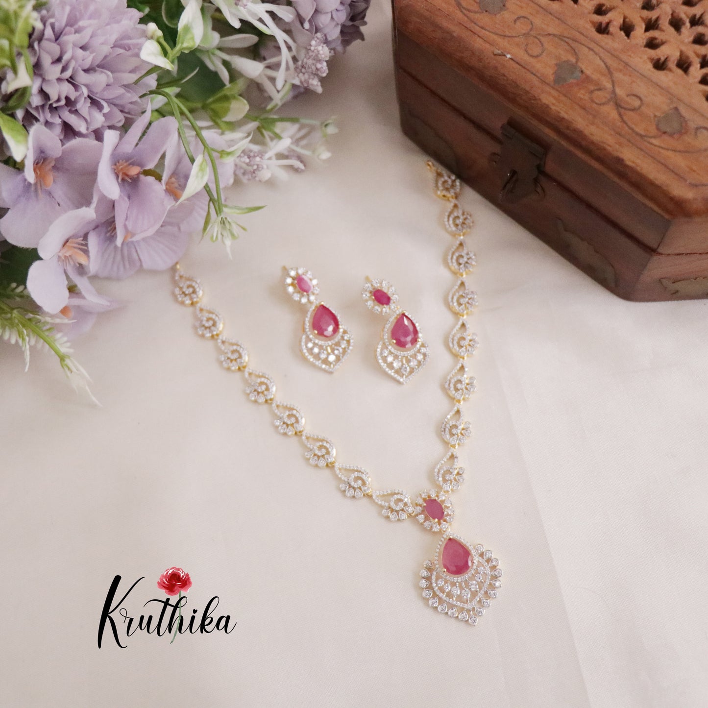 Beautiful Elegant Drop CZ Necklace Set NC2128