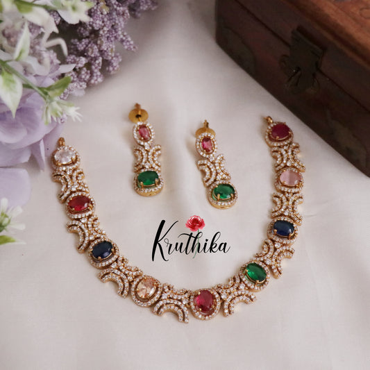 Beautiful AD/CZ  Navaratna Necklace NC2183