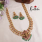 Beautiful Traditional Temple Lakshmi Haaram with Jadau Stones NC2101 (Available in 2 Beads)