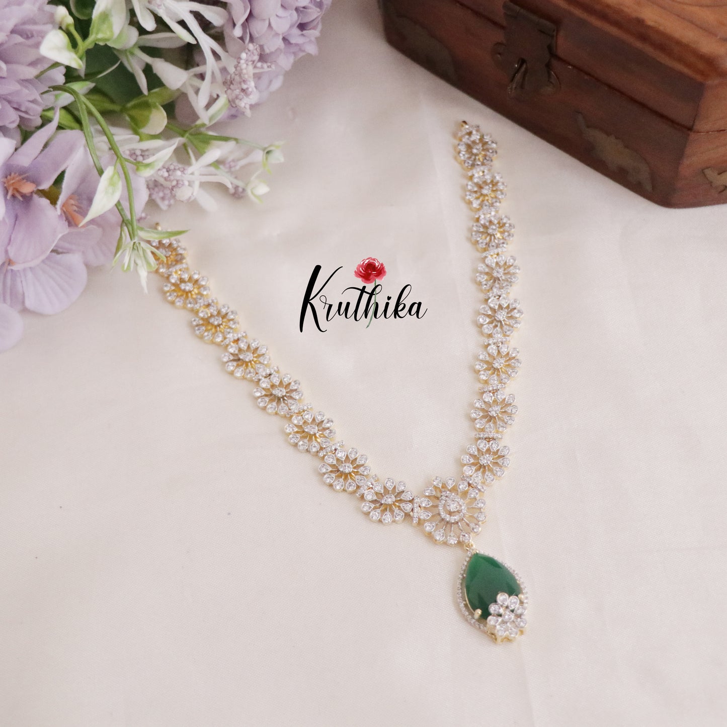 Gorgeous Sparking CZ Floral Design Necklace NC2133 (Available in 3 Colours)