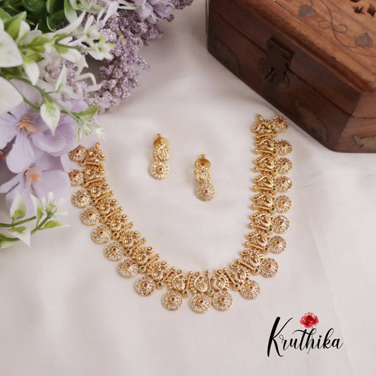 Sparkling Peacock Floral Coin Motifs Necklace NC2618