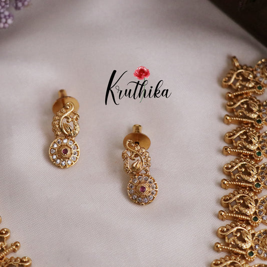 Sparkling Peacock Floral Coin Motifs Necklace NC2618