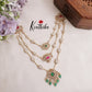 Beautiful Three Layer Jadau Peacock Design Necklace with Green Beads NC2078