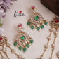 Beautiful Three Layer Jadau Peacock Design Necklace with Green Beads NC2078
