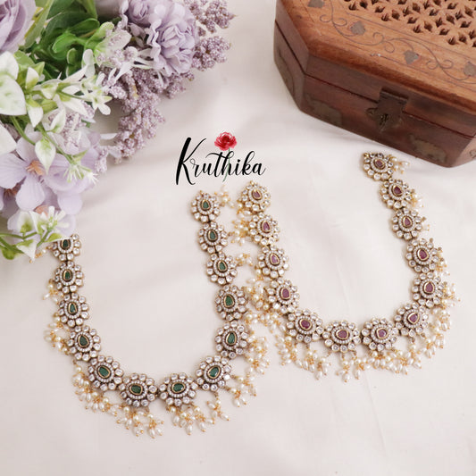 Simple Victorian Pearls Hanging Necklace Set NC2182 (Available in 2 Colours)