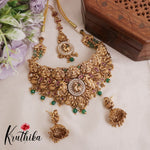 Grand AD Jadau Peacock Temple Lakshmi Bridal Choker Set NC2105