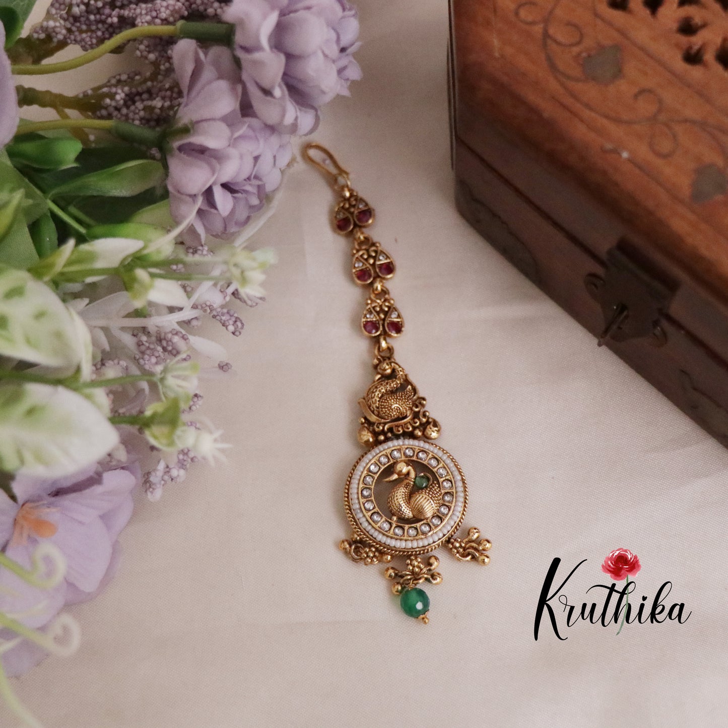 Grand AD Jadau Peacock Temple Lakshmi Bridal Choker Set NC2105