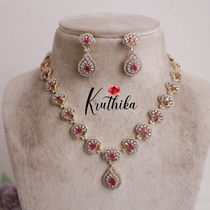 Gorgeous Sparkling CZ Raindrop Pendant Necklace NC2146 (Available in 2 Colours)