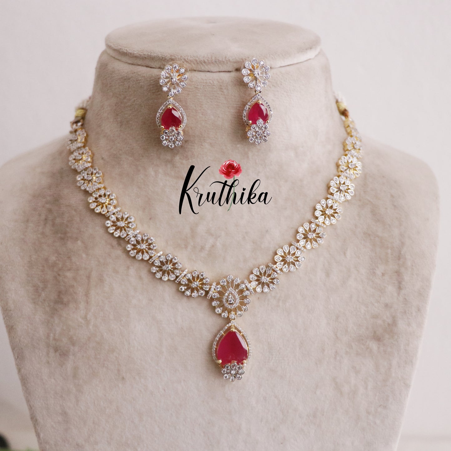 Gorgeous Sparking CZ Floral Design Necklace NC2133 (Available in 3 Colours)