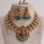 Beautiful Traditional Temple Lakshmi Necklace with Jadau Stones NC2100 (Available in 2 Beads)