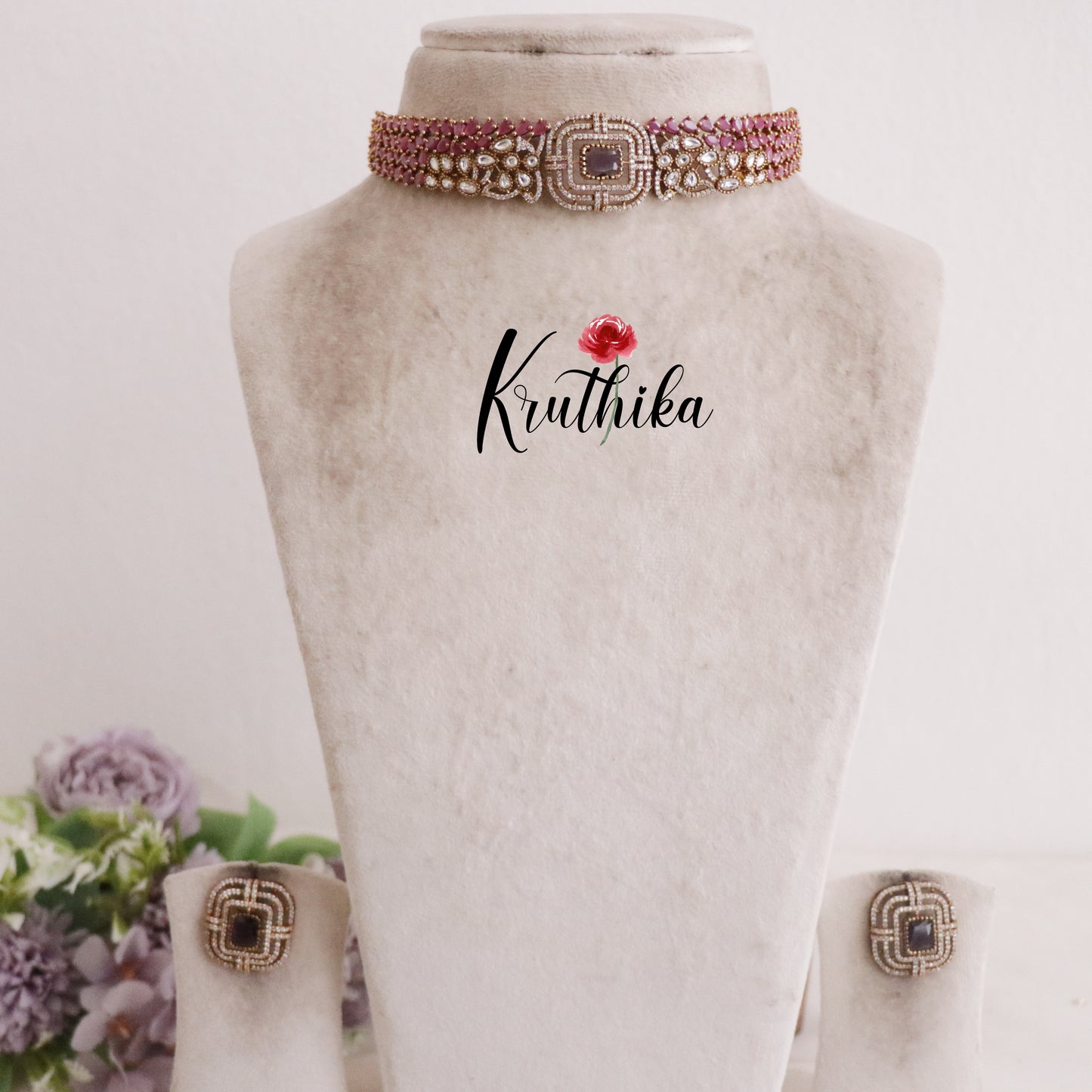 Beautiful Square Charm CZ Bridal Choker NC2127