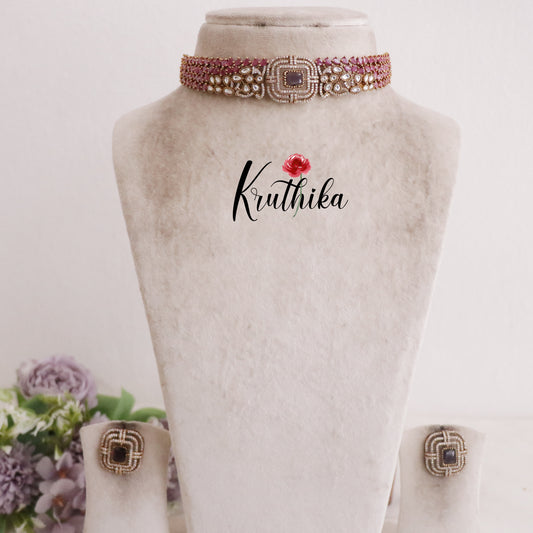 Beautiful Square Charm CZ Choker NC2127