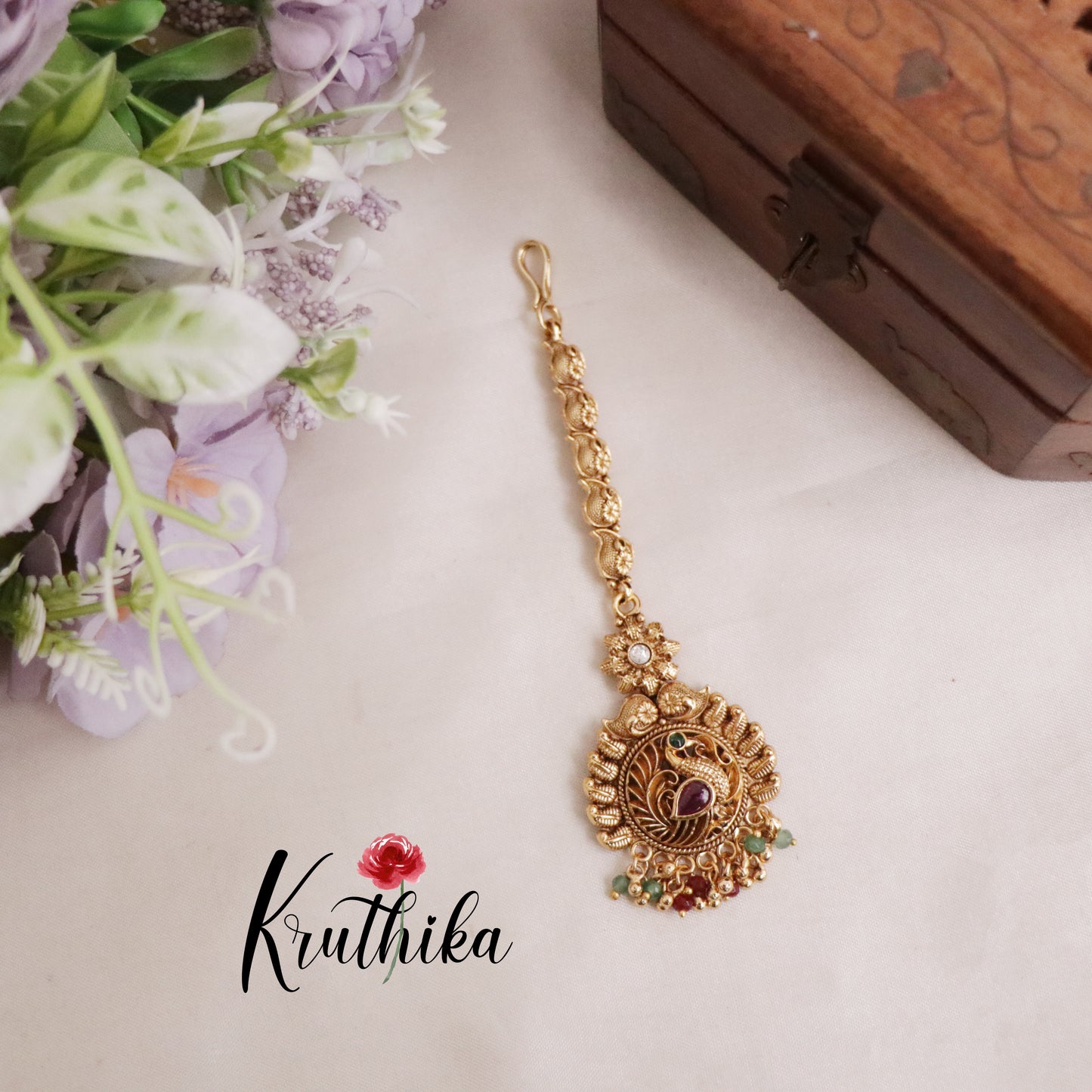 Luxury AD Floral Peacock Design Multi Stone Bridal Choker NC2112