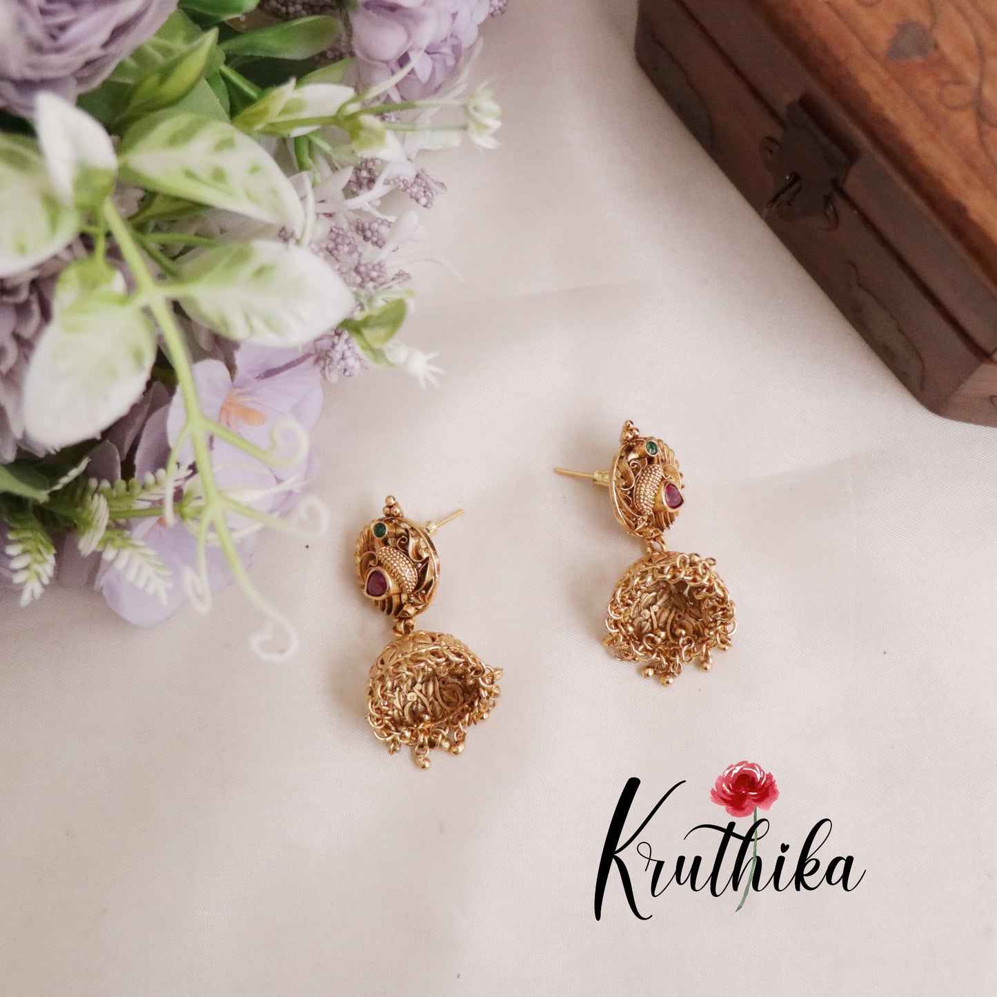 Luxury AD Floral Peacock Design Multi Stone Bridal Choker NC2112