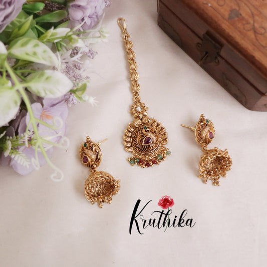 Luxury AD Floral Peacock Design Multi Stone Bridal Choker NC2112