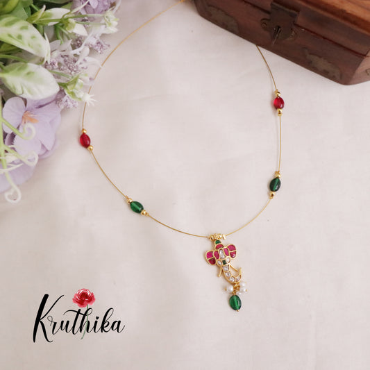 Trendy Ganesha Jadau Pendant Invisible Chain NC2095