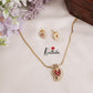 Trendy Ruby Leaf Pendant Chain Set NC2181