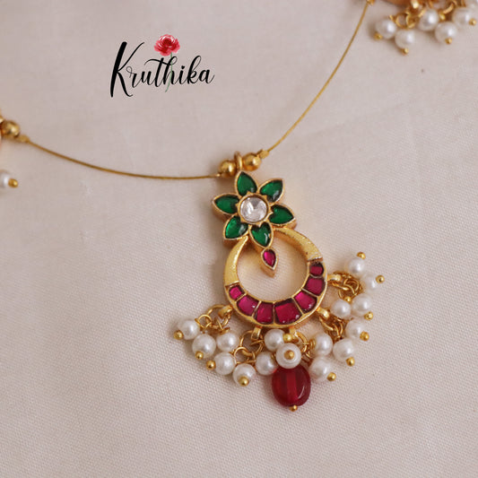 Simple Jadau Pendant Invisible Chain NC2096
