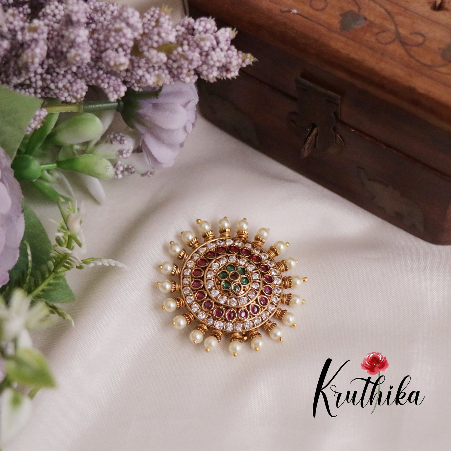 Beautiful Antique Multistone Chandra Surya Hair Ornaments J183