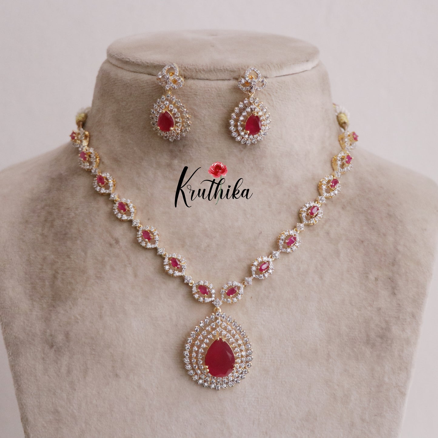 Gorgeous Sparkling CZ Raindrop Pendant Necklace NC2126  (Available in 3 Colours)