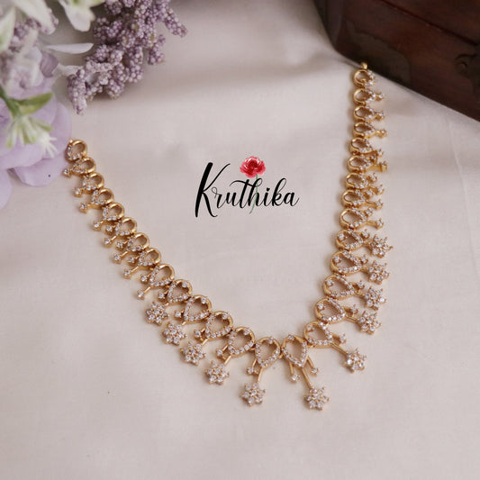 Sparkling CZ Floral Teardrop Motifs Necklace NC2616