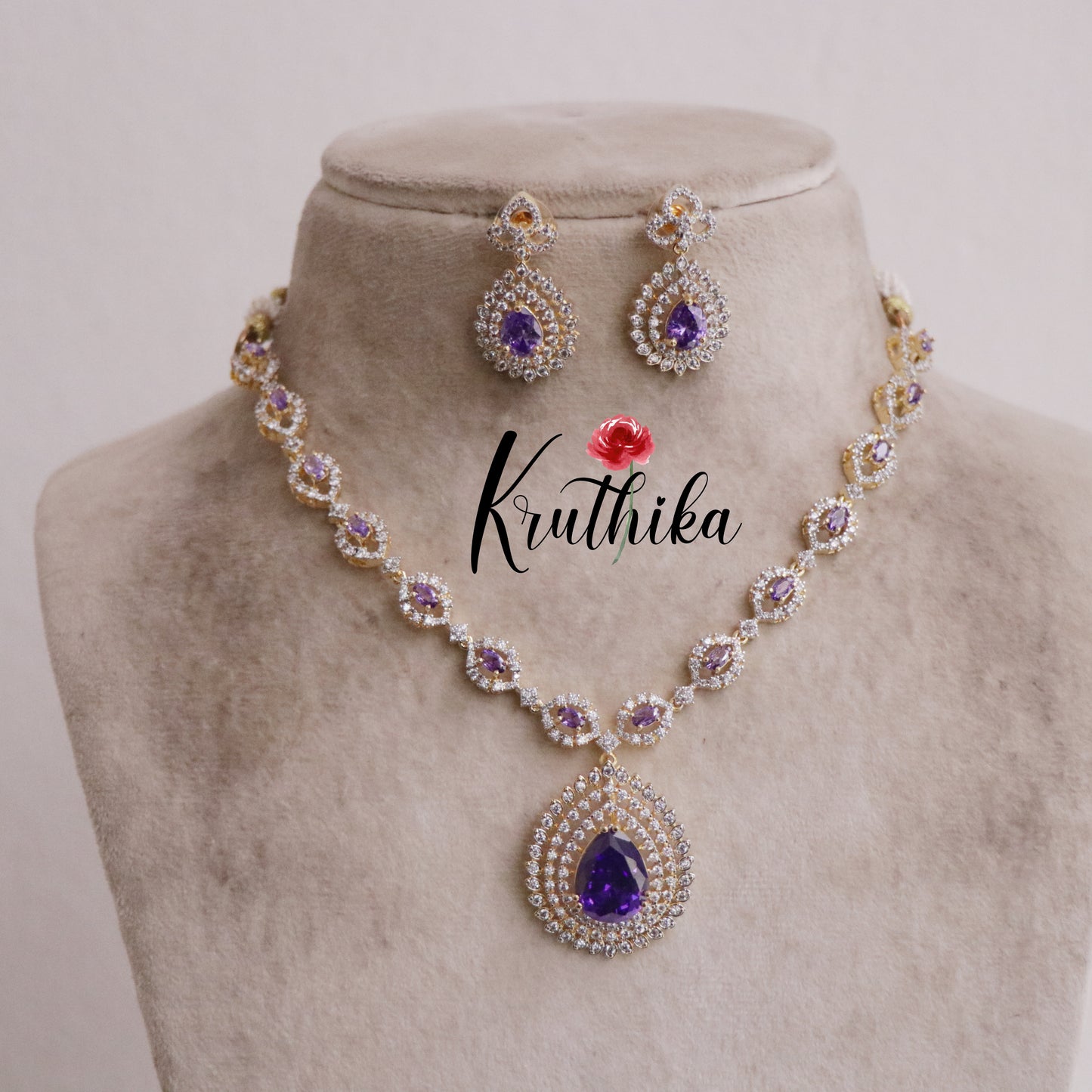 Gorgeous Sparkling CZ Raindrop Pendant Necklace NC2126  (Available in 3 Colours)