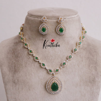 Gorgeous Sparkling CZ Raindrop Pendant Necklace NC2126  (Available in 3 Colours)