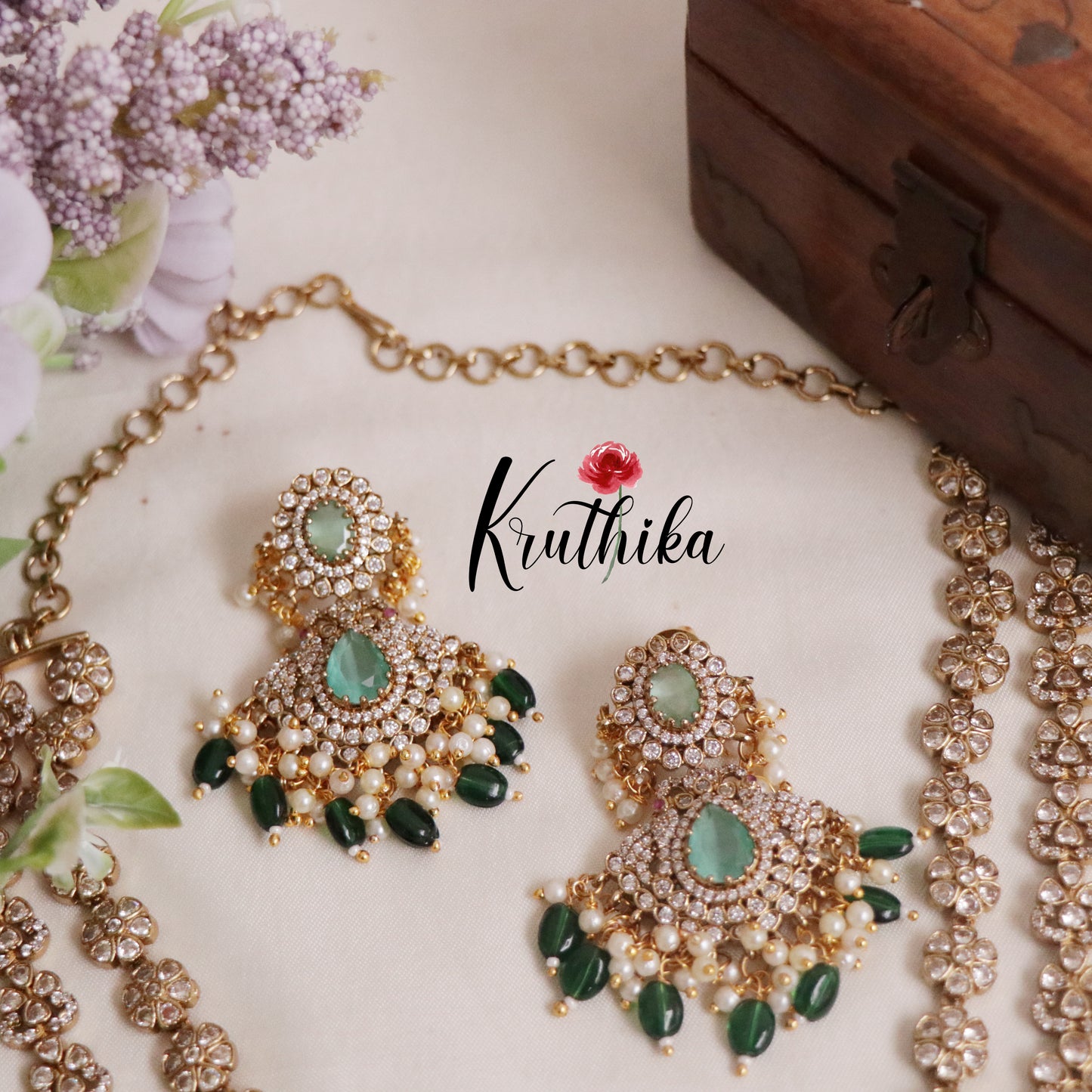 Beautiful AD Peacock Two Layer Victorian Necklace NC1482 (Available in 3 Colours)