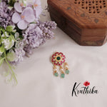 Trendy Antique Kemp with Green Beads Drops J187