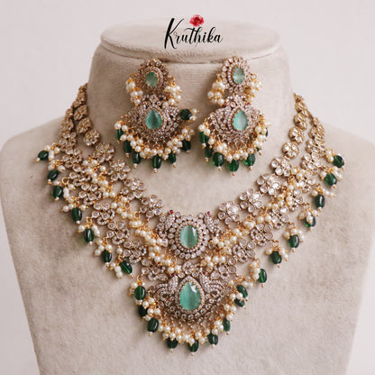 Beautiful AD Peacock Two Layer Victorian Necklace NC1482 (Available in 3 Colours)