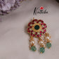 Trendy Antique Kemp with Green Beads Drops J187