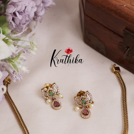 Simple CZ Lotus Design Necklace Set NC2090