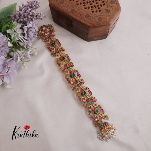 Premium Peacock Motifs Jadau Jada Billa With Jhumka J293