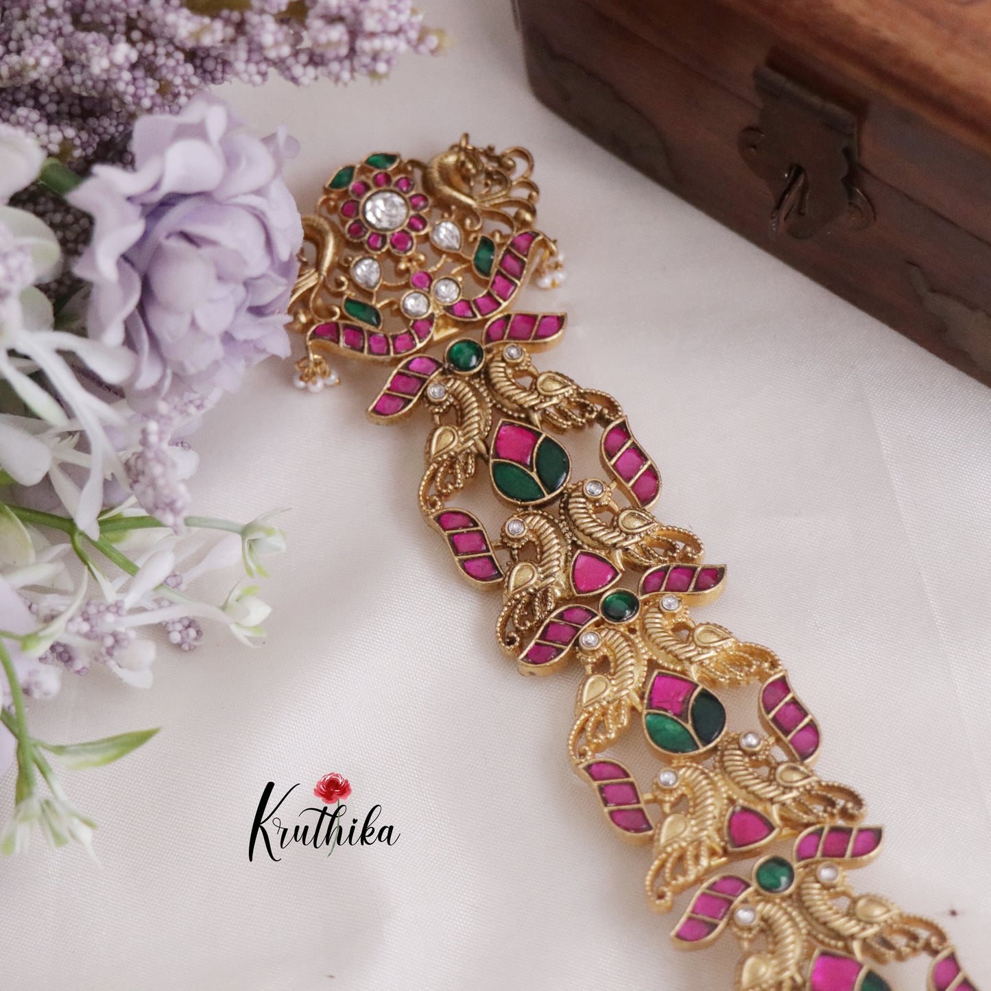 Premium Peacock Motifs Jadau Jada Billa With Jhumka J293