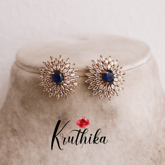 Elegant Sparking Flower Design Changeable Stone Ear Studs E433