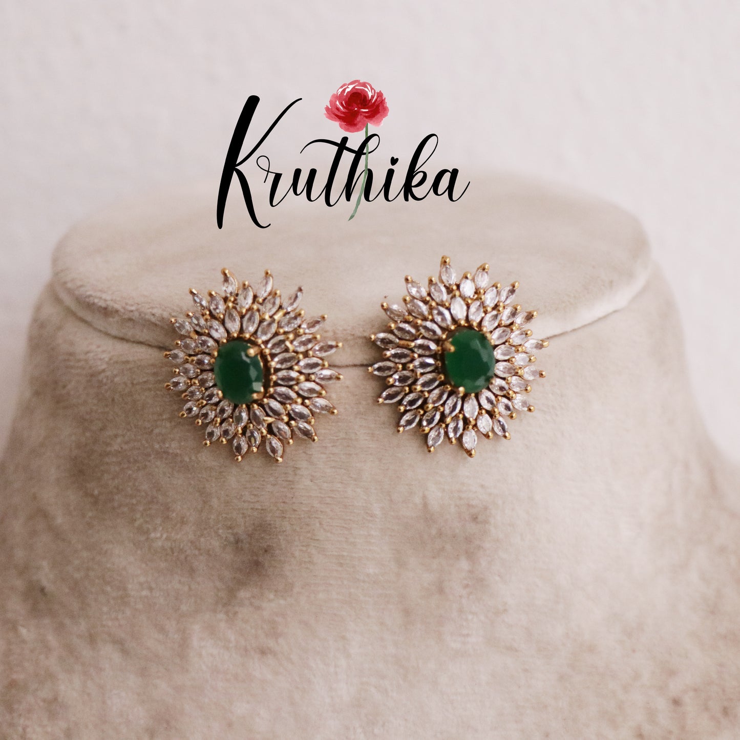 Elegant Sparking Flower Design Changeable Stone Ear Studs E433