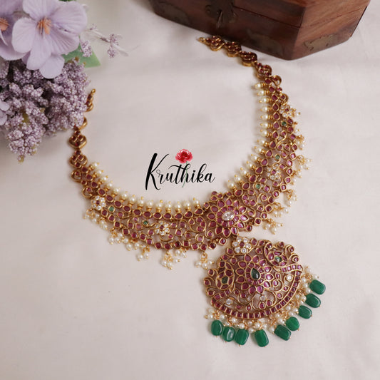 Grand Precious Kemp Peacock with Green Beads Necklace NC2141
