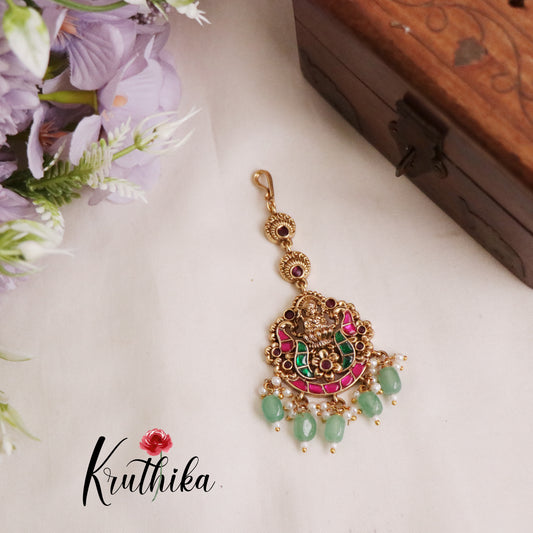 Premium Temple Lakshmi Jadau Maang Tikka MT250 (Available in 2 Colours)