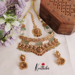 Luxury AD Floral Peacock Design Multi Stone Bridal Choker NC2112