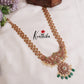 Premium Antique Kemp Peacock Long Haaram with Green Beads Drops LH1928